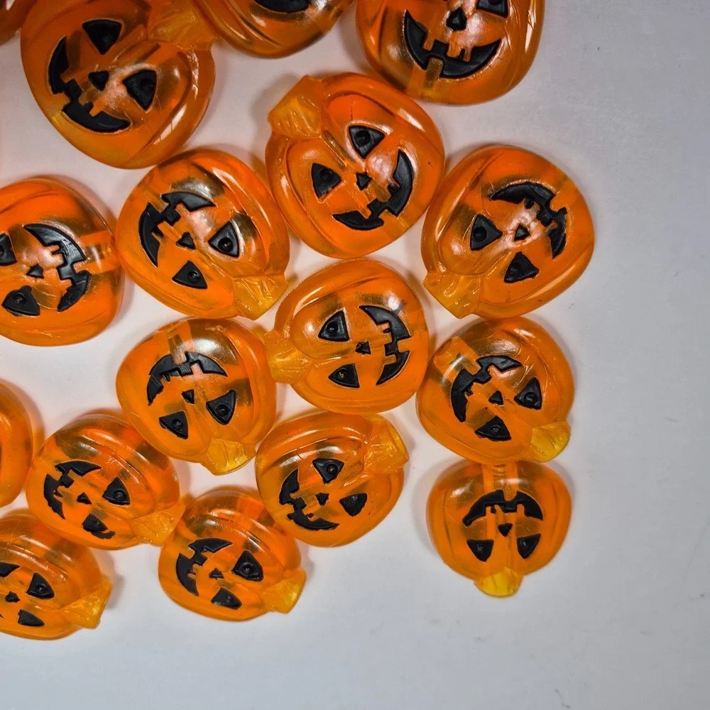 20 Vintage Halloween Pumpkin Hard Plastic Clear Orange String Light Covers